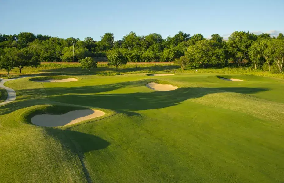 Rockwood Park Golf Course green with sand bunkers